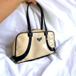 Dolls Kill Cream and Black Heart Bag